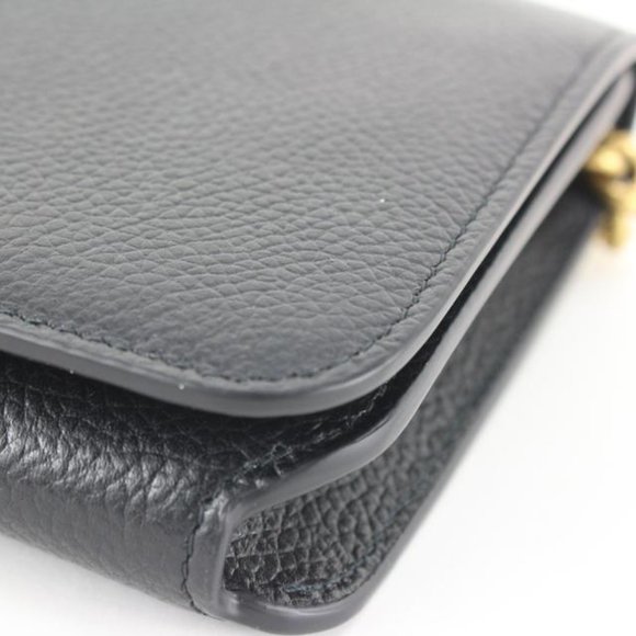 Balenciaga Black Leather Classic Logo Wallet on Chain Gold Chain 48ba624s - Picture 8 of 12